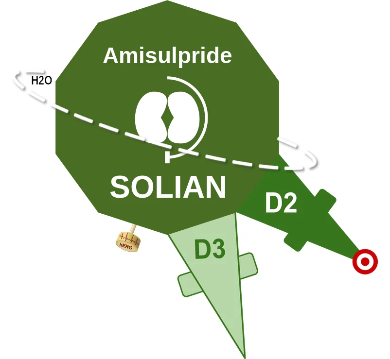 Amisulpride ballicule: receptor binding, kinetics and half-life diagram