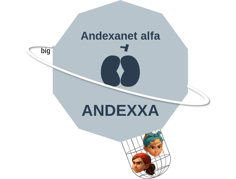 Andexanet alfa ballicule: receptor binding, kinetics and half-life diagram