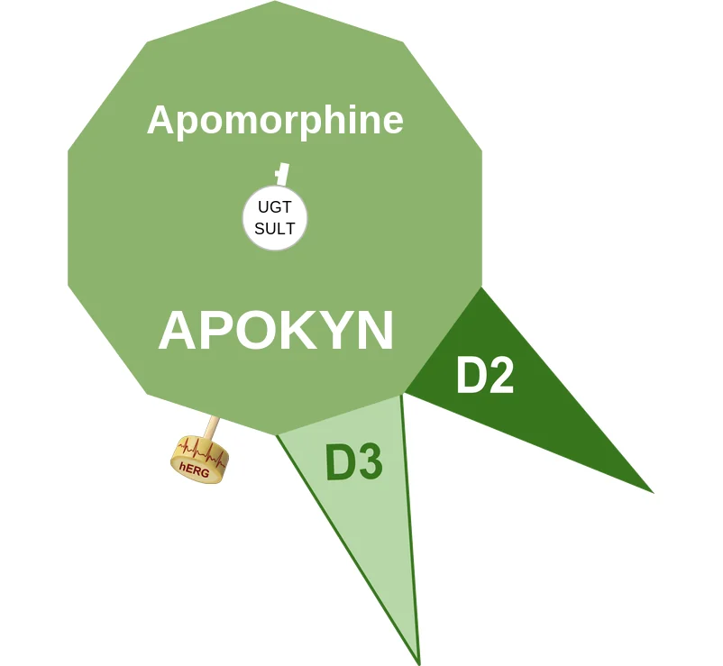 Apomorphine ballicule: receptor binding, kinetics and half-life diagram