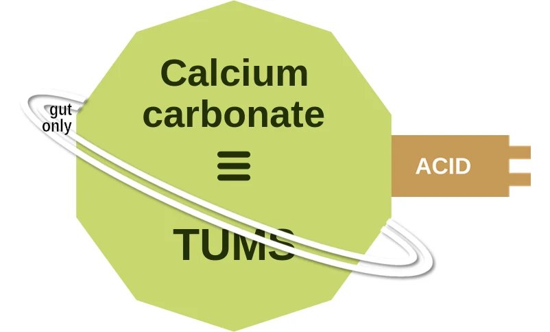 Calcium carbonate ballicule: receptor binding, kinetics and half-life diagram