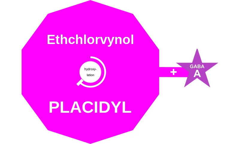 Ethchlorvynol ballicule: receptor binding, kinetics and half-life diagram