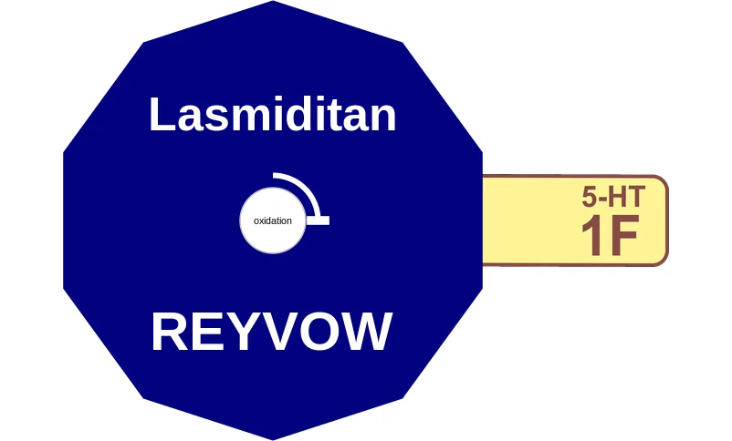 Lasmiditan ballicule: receptor binding, kinetics and half-life diagram