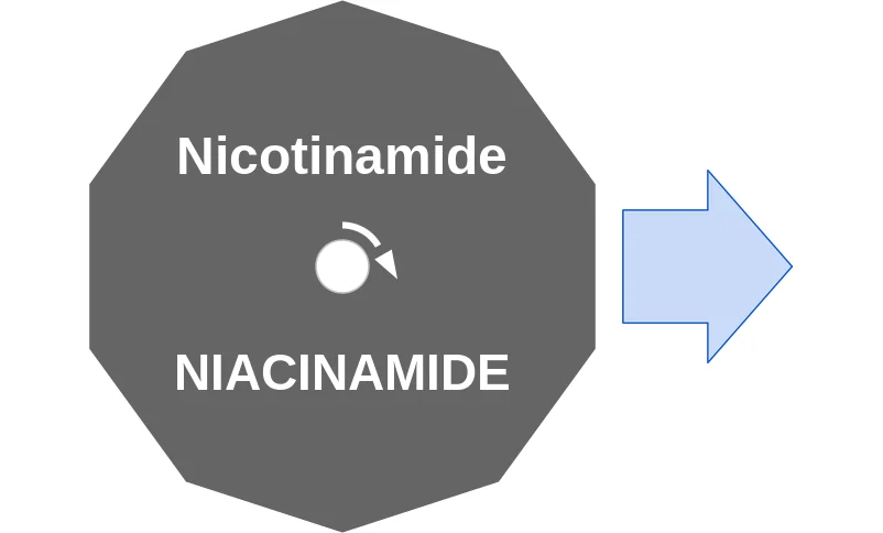 Nicotinamide ballicule: receptor binding, kinetics and half-life diagram