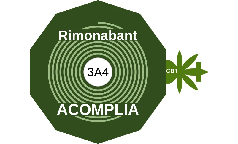 Rimonabant ballicule: receptor binding, kinetics and half-life diagram
