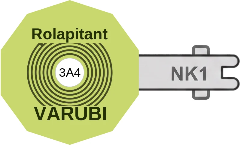 Rolapitant ballicule: receptor binding, kinetics and half-life diagram