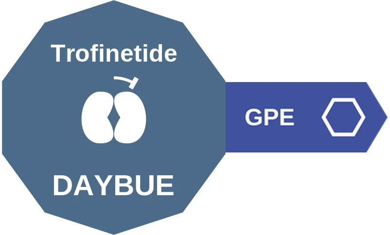 Trofinetide ballicule: receptor binding, kinetics and half-life diagram