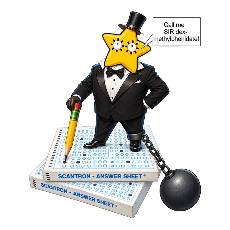Dexmethylphenidate XR mascot mnemonic cartoon