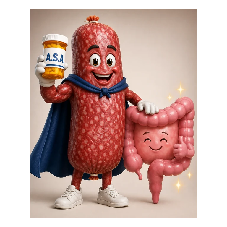 Mesalamine PENTASA, ASACOL mascot mnemonic cartoon
