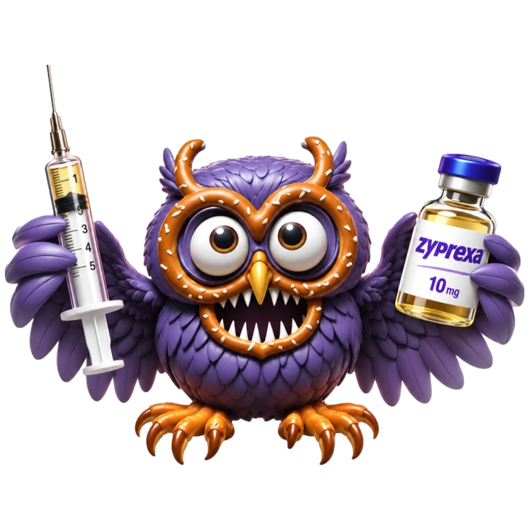 Olanzapine IM ZYPREXA INTRAMUSCULAR mascot mnemonic cartoon