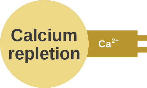 Restores ionized calcium; raises the cardiac threshold against hyperkalemia — mechanism peg (Ballicules)