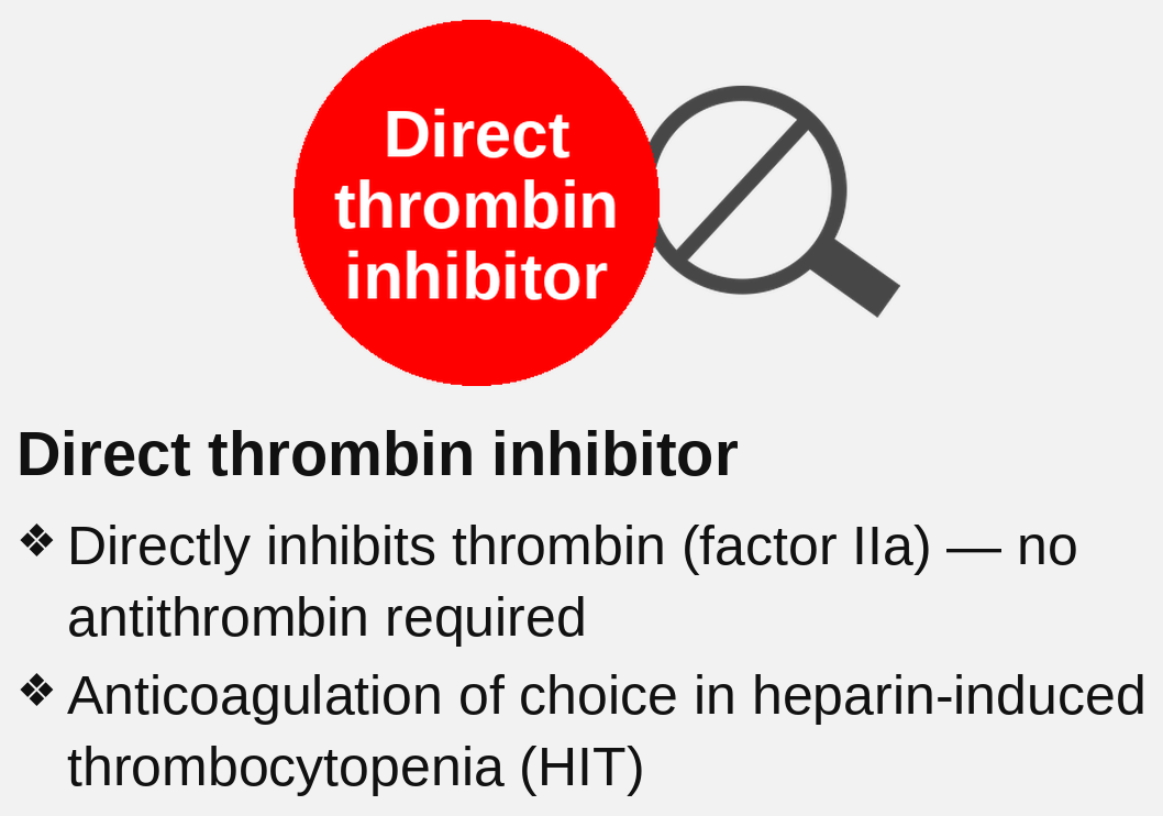 Direct thrombin inhibitor (DTI) mechanism card