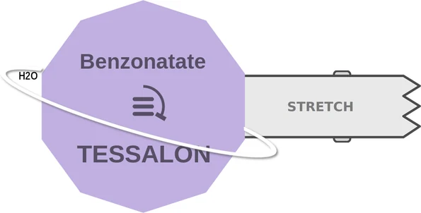 Benzonatate ballicule — decagon diagram of its receptor and enzyme targets
