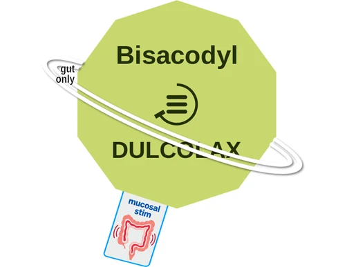 Bisacodyl ballicule — decagon diagram of its receptor and enzyme targets