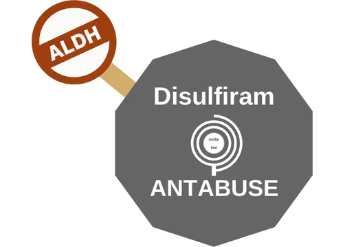 Disulfiram ballicule — decagon diagram of its receptor and enzyme targets