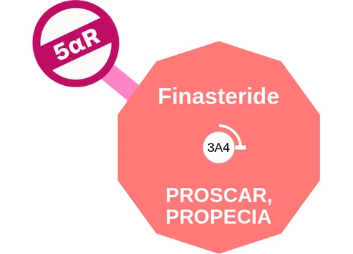 Finasteride ballicule — decagon diagram of its receptor and enzyme targets