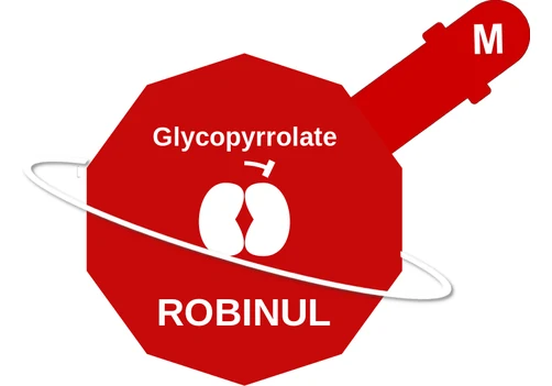 Glycopyrrolate ballicule — decagon diagram of its receptor and enzyme targets