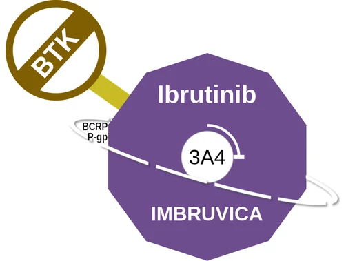Ibrutinib ballicule — decagon diagram of its receptor and enzyme targets
