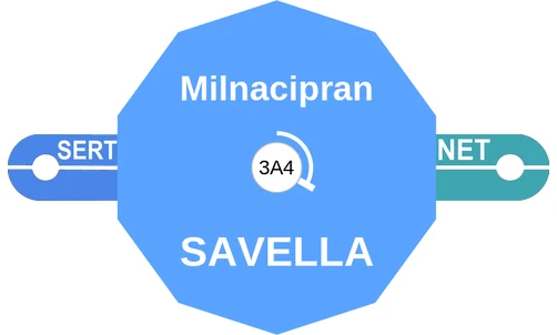 Milnacipran ballicule — decagon diagram of its receptor and enzyme targets