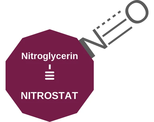 Nitroglycerin ballicule — decagon diagram of its receptor and enzyme targets