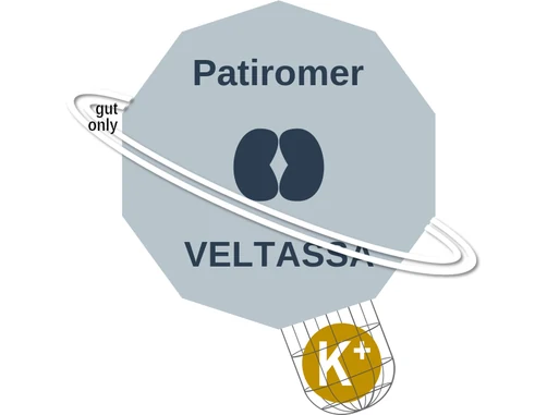 Patiromer ballicule — decagon diagram of its receptor and enzyme targets