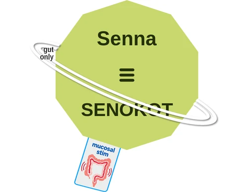 Senna ballicule — decagon diagram of its receptor and enzyme targets
