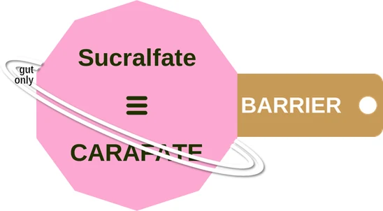 Sucralfate ballicule — decagon diagram of its receptor and enzyme targets