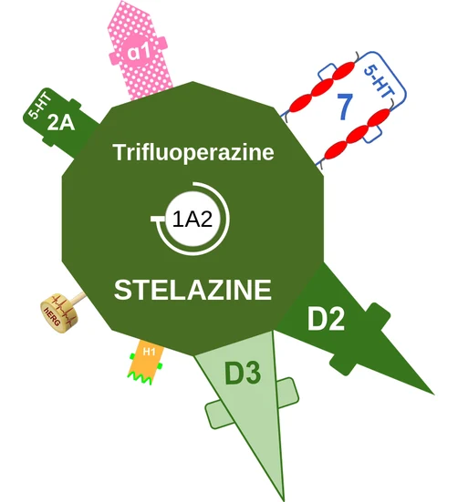 Trifluoperazine ballicule — decagon diagram of its receptor and enzyme targets