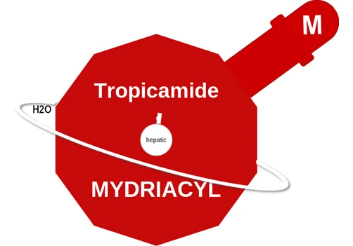 Tropicamide ballicule — decagon diagram of its receptor and enzyme targets